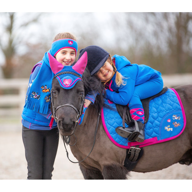 Hy Equestrian Thelwell Collection Race Fly Veil - Cobalt Blue/Magenta-1